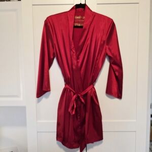 Alexander Del Rossa Red Satin Robe Small